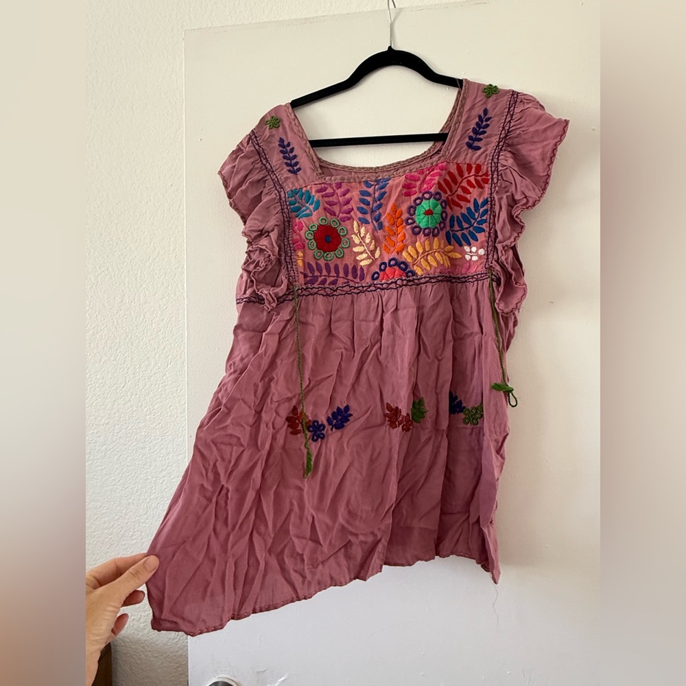 Hand Embroidered Pink Women's Top
